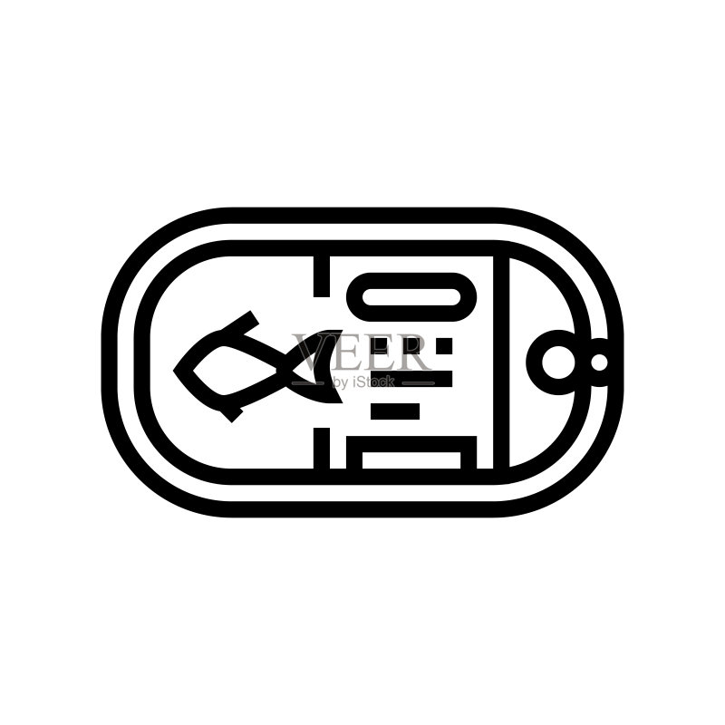 罐装海鲜线条图标矢量图图标素材