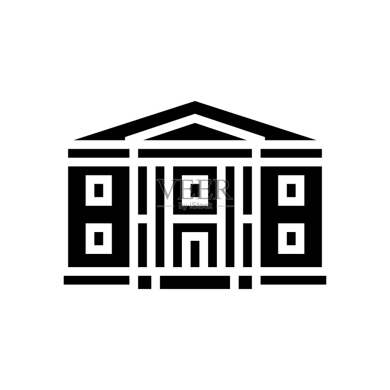希腊复兴风格房屋的glyph图标矢量图图标素材