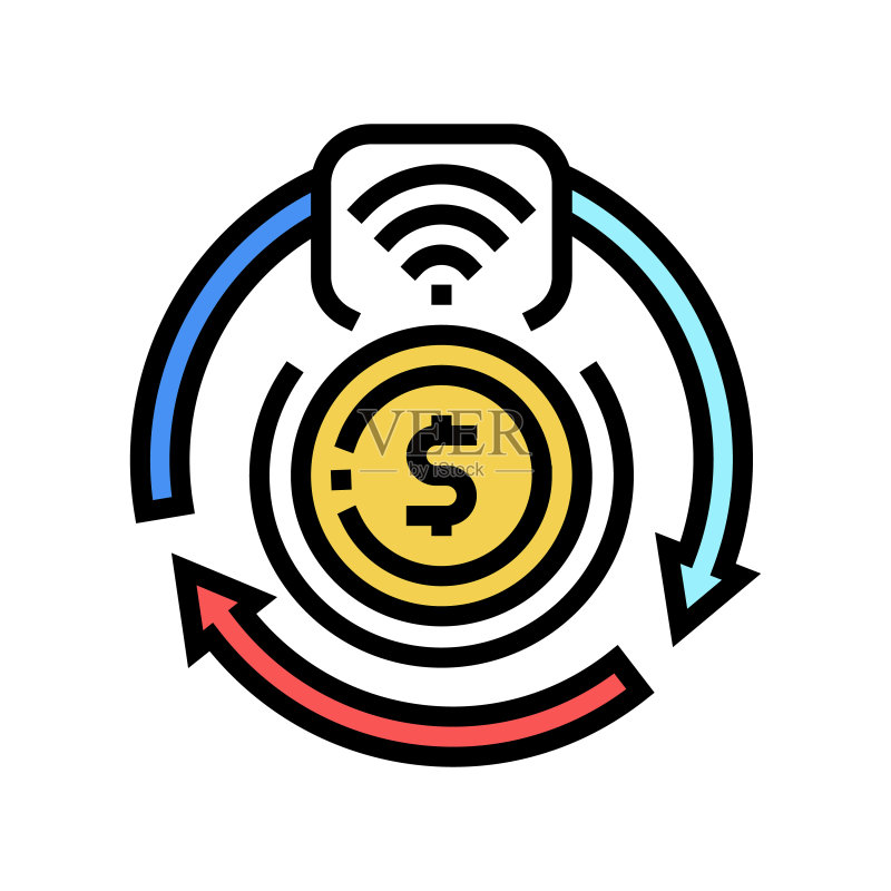 非接触式交易彩色图标矢量图图标素材