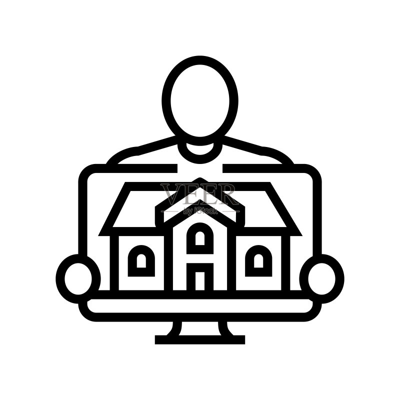 度假房东线性图标矢量插图图标素材