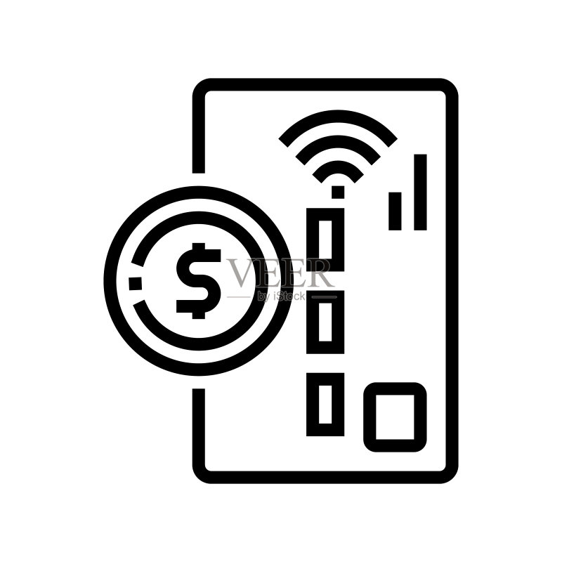非接触式支付卡片线稿图标矢量图图标素材