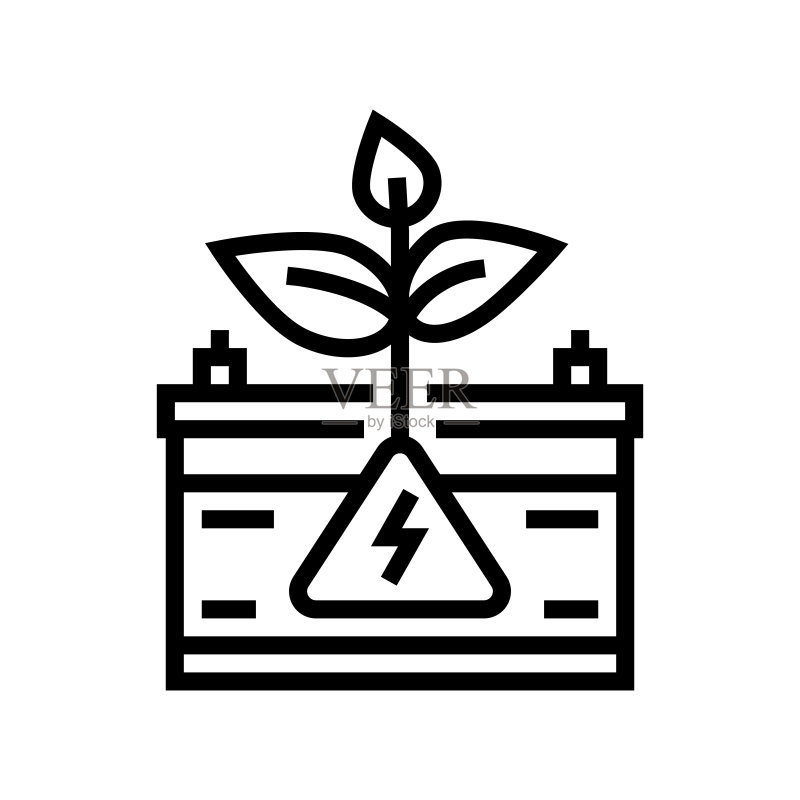 环保绿色能源线条矢量插画图标素材