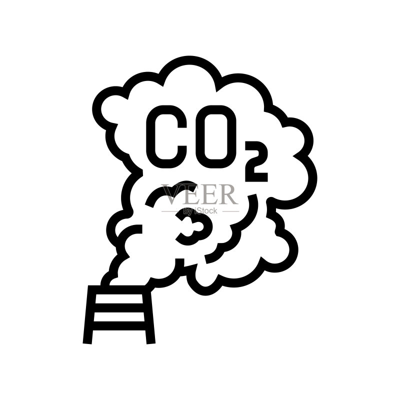 二氧化碳CO2线性图标矢量图图标素材