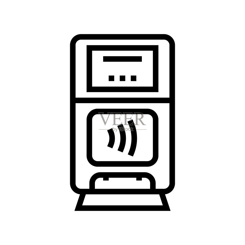POS终端非接触式线条图标矢量图图标素材