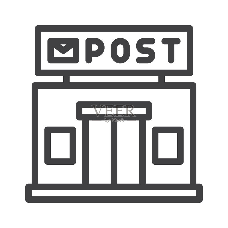 邮局建筑线条图标图标素材
