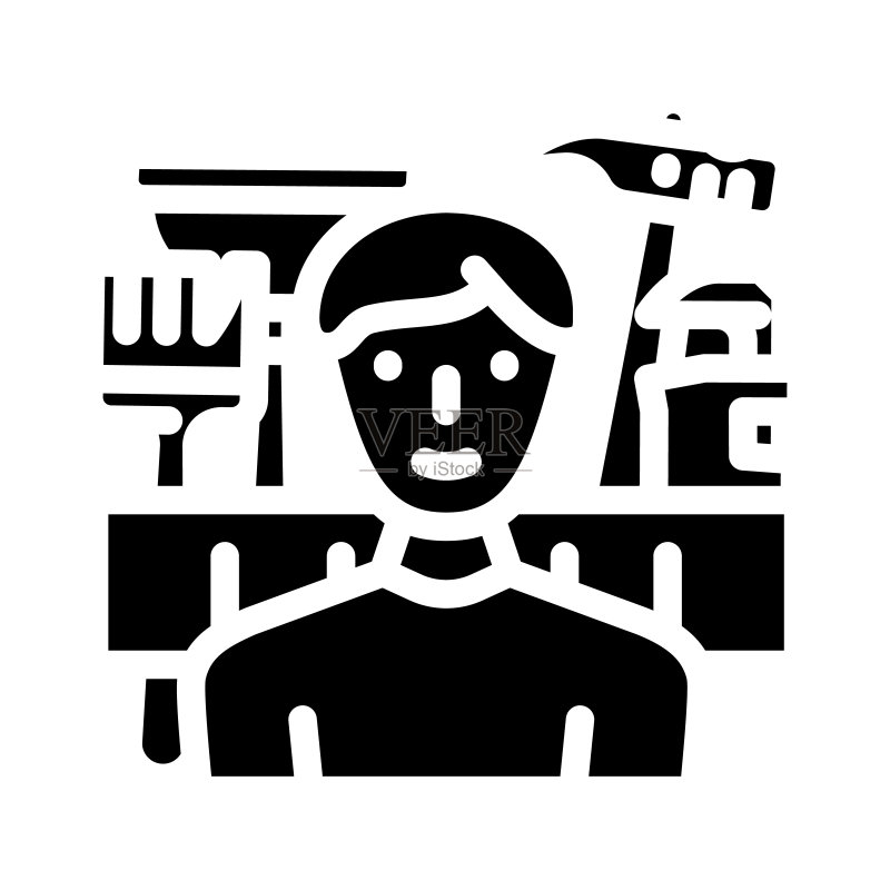 维修服务工人字形图标矢量插画图标素材