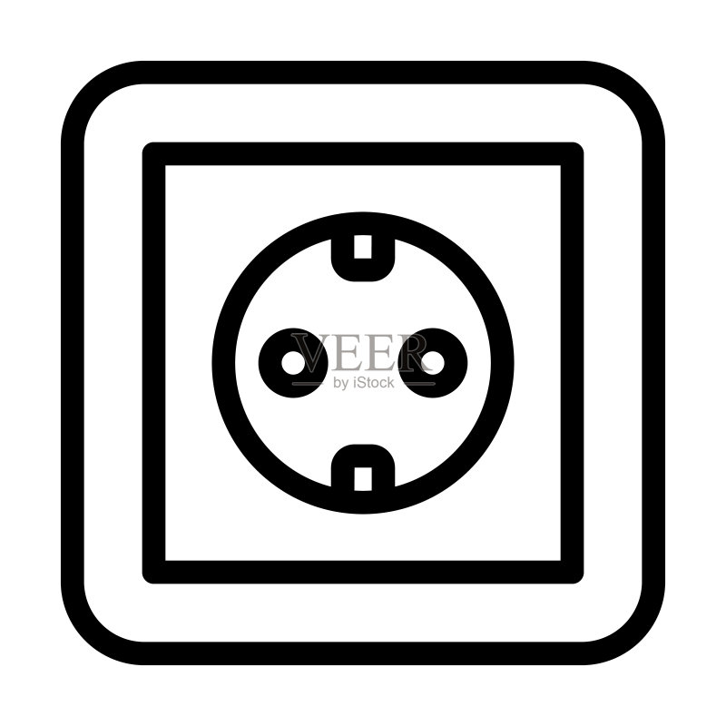 欧式插座线性图标矢量插图图标素材