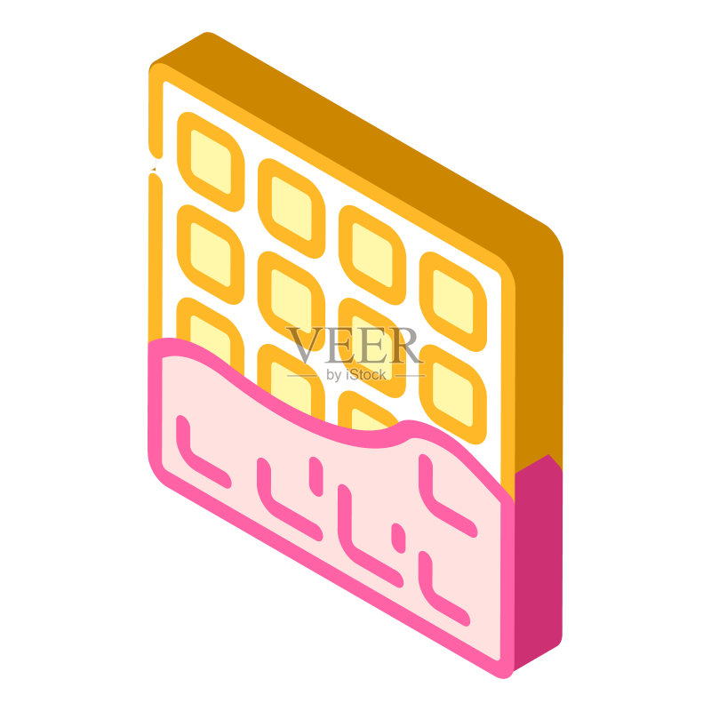 华夫饼甜点2.5D图标矢量图图标素材