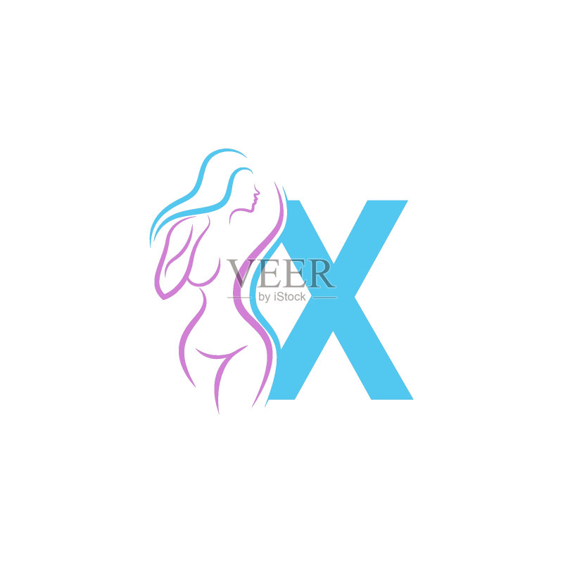 字母X前的时尚女性图标插画模板图标素材