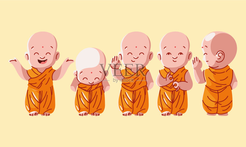 一套可爱的小和尚图标素材