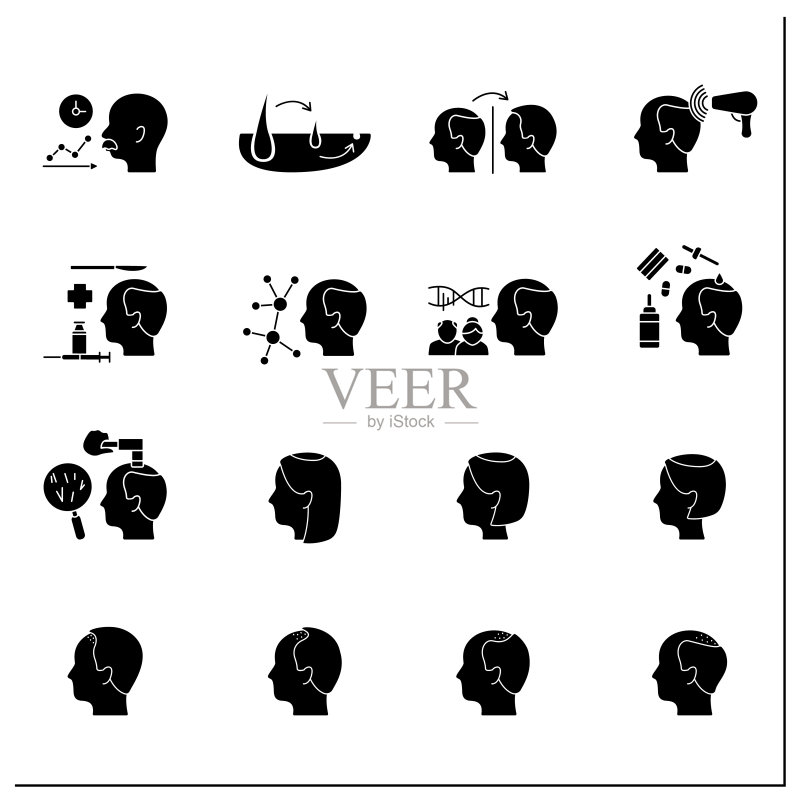 脱发glyph图标集图标素材