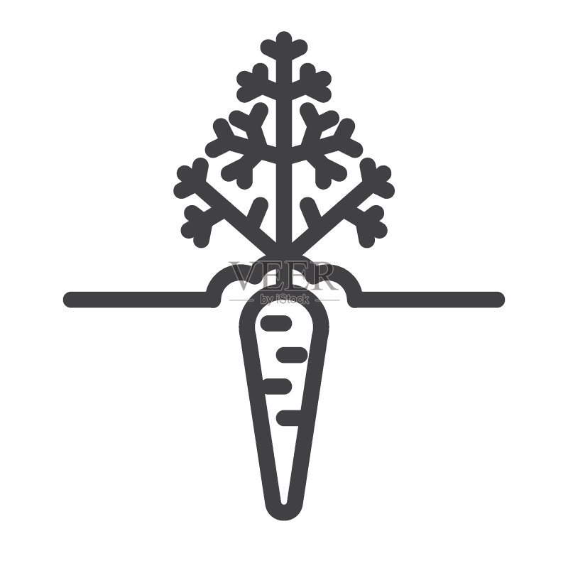 胡萝卜植物生长线性图标图标素材