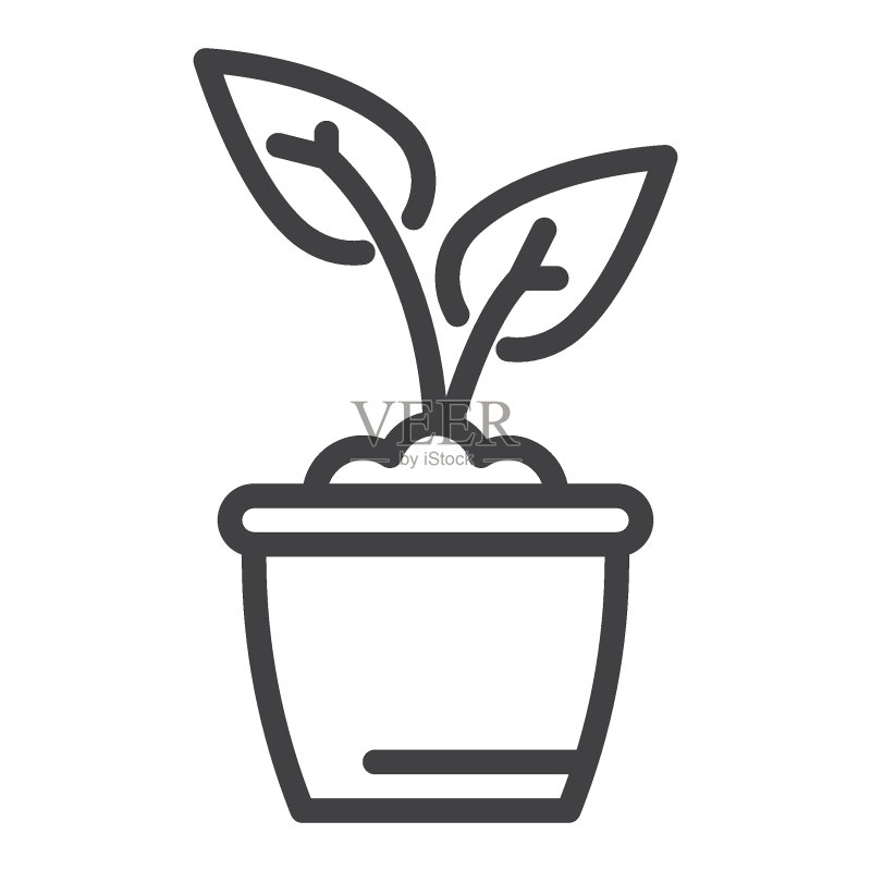 盆栽植物线性图标图标素材