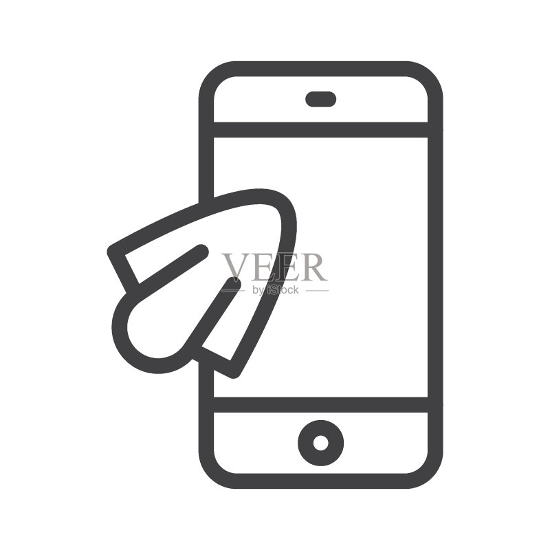 清洁手机线条图标图标素材