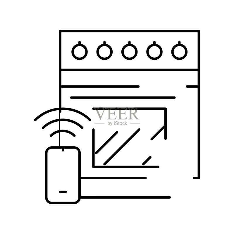 厨房炉灶遥控器线性图标矢量插图图标素材