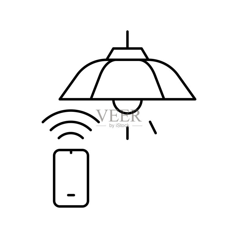 遥控灯具线条图标矢量插画图标素材