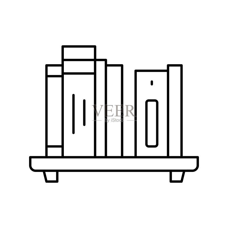 书架与书籍线条图标矢量图图标素材