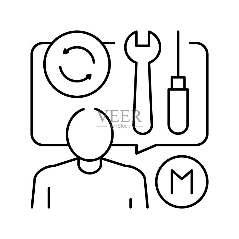 维修工讲解工具线性图标矢量图图标素材