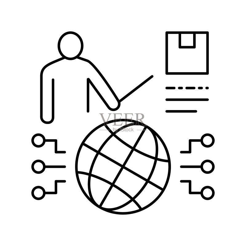 世界市场调研演示线性图标矢量图图标素材