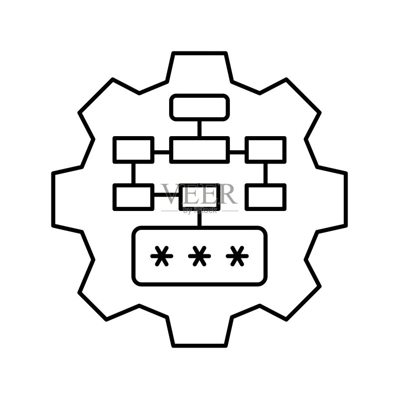 多级密码线性图标矢量图图标素材