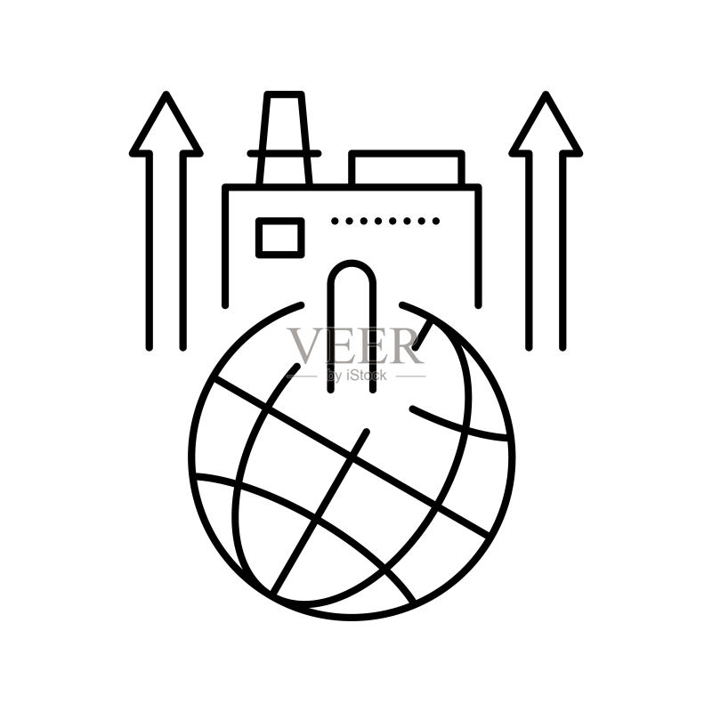 工业工厂增长建设线性图标矢量图图标素材