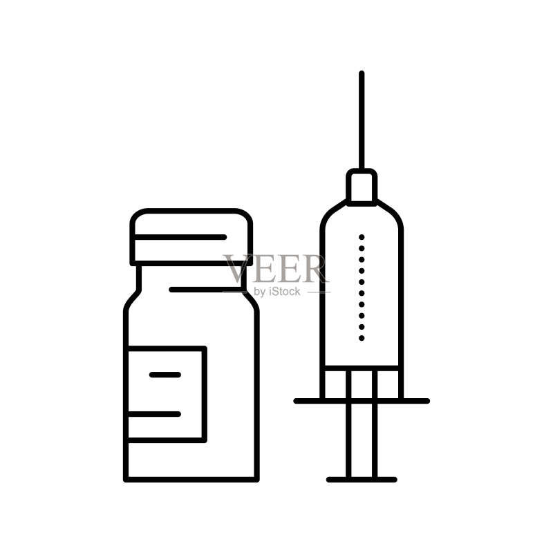注射麻醉剂和安瓿瓶线性图标矢量图图标素材