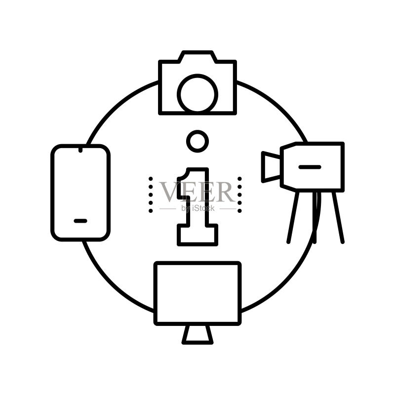 大众传媒线条图标矢量插图图标素材