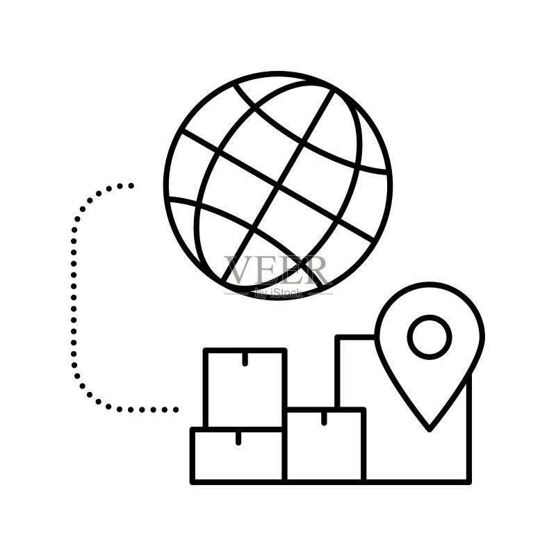 国际物流线条图标矢量图图标素材