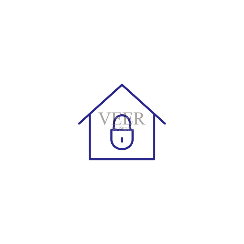 房屋锁建筑线条图标安全锁图标素材