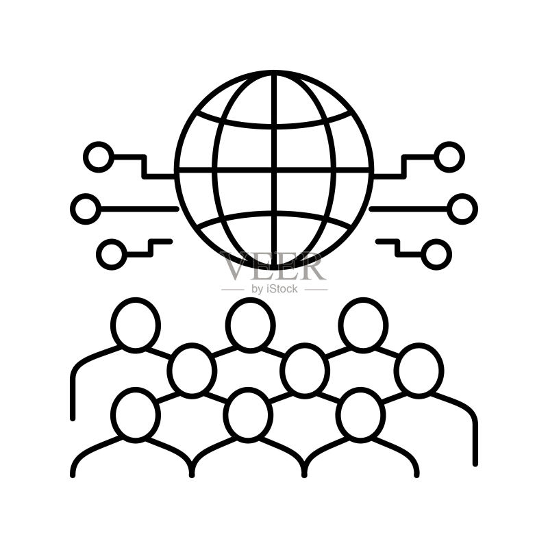 国际论坛线条图标矢量图图标素材