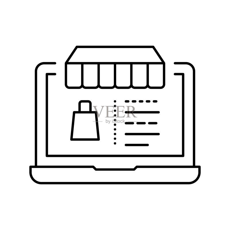 在线商店线条图标矢量图图标素材