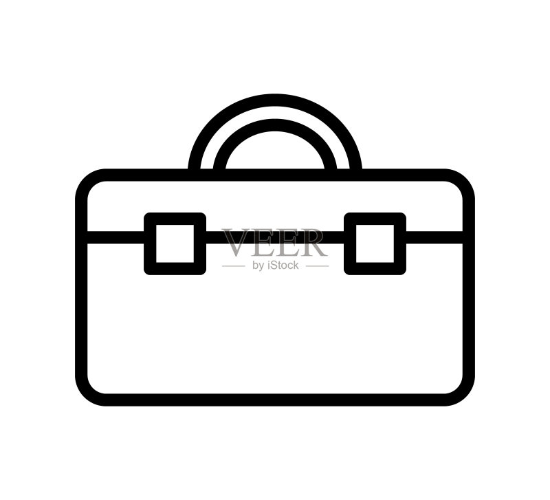 公文包扁平线条图标。手提箱,商务包。手机概念和网页设计、商店轮廓标志图标素材