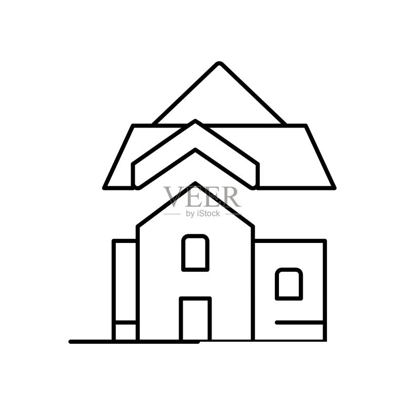 屋顶安装线性图标矢量图图标素材