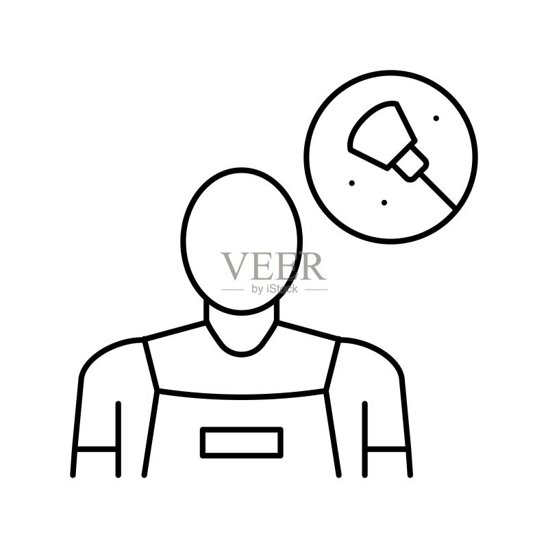 清洁服务工人线性图标矢量图图标素材