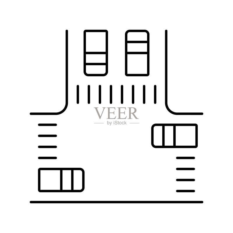 带有汽车线条的十字路口图标矢量图图标素材