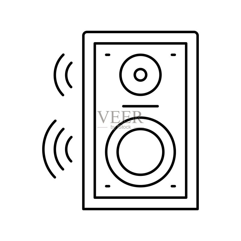 动态扬声器线条图标矢量图图标素材