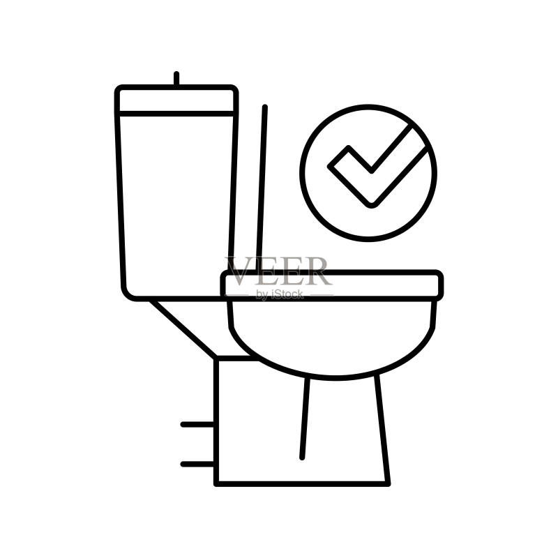 通畅排便卫生间马桶线条图标矢量插画图标素材