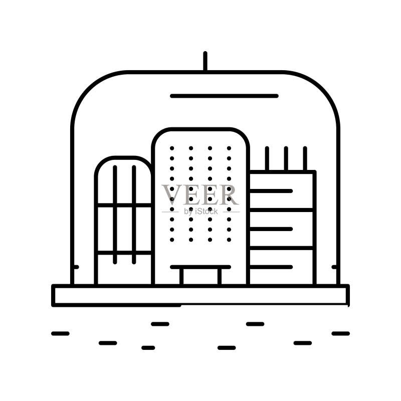 穹顶下宇宙城市线条图标矢量图图标素材