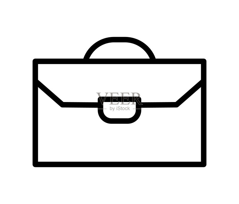 公文包扁平线条图标。手提箱,商务包。手机概念和网页设计、商店轮廓标志图标素材
