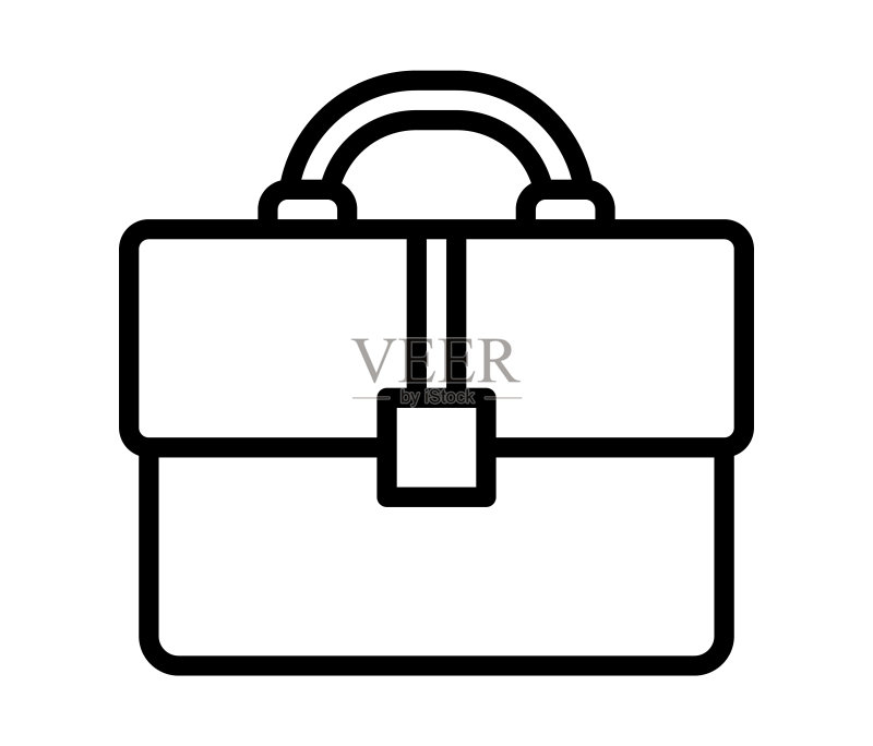 公文包扁平线条图标。手提箱,商务包。手机概念和网页设计、商店轮廓标志图标素材