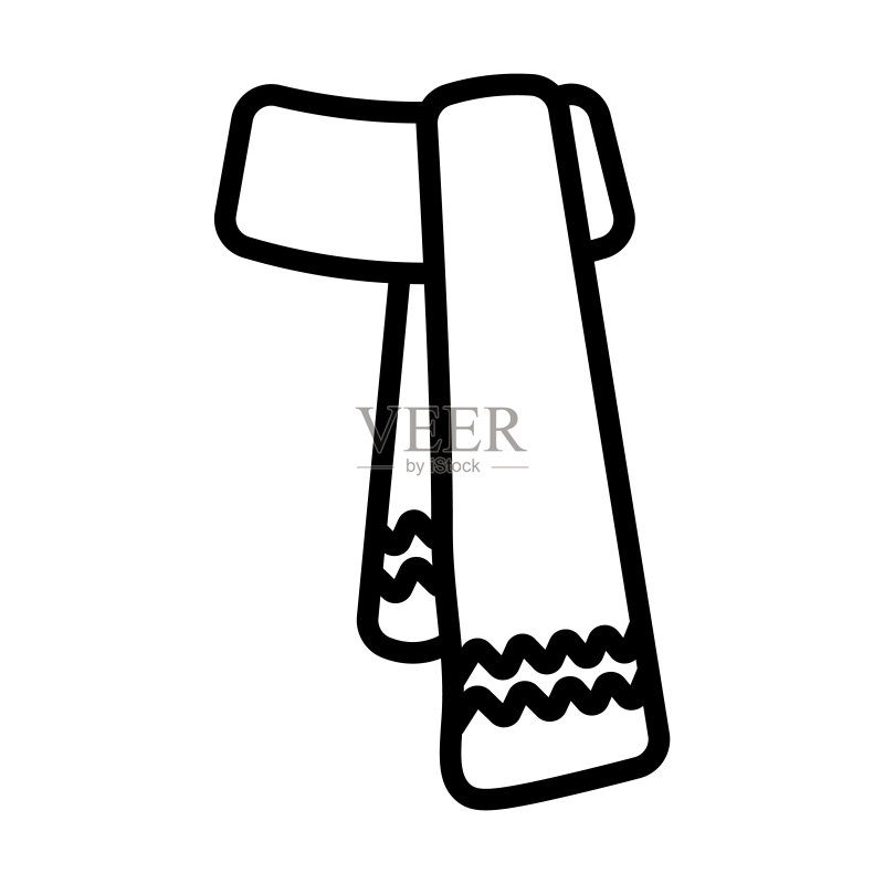 秋季围巾图标:时尚冬季细线围巾,适用于网页和移动设备的矢量符号图标素材