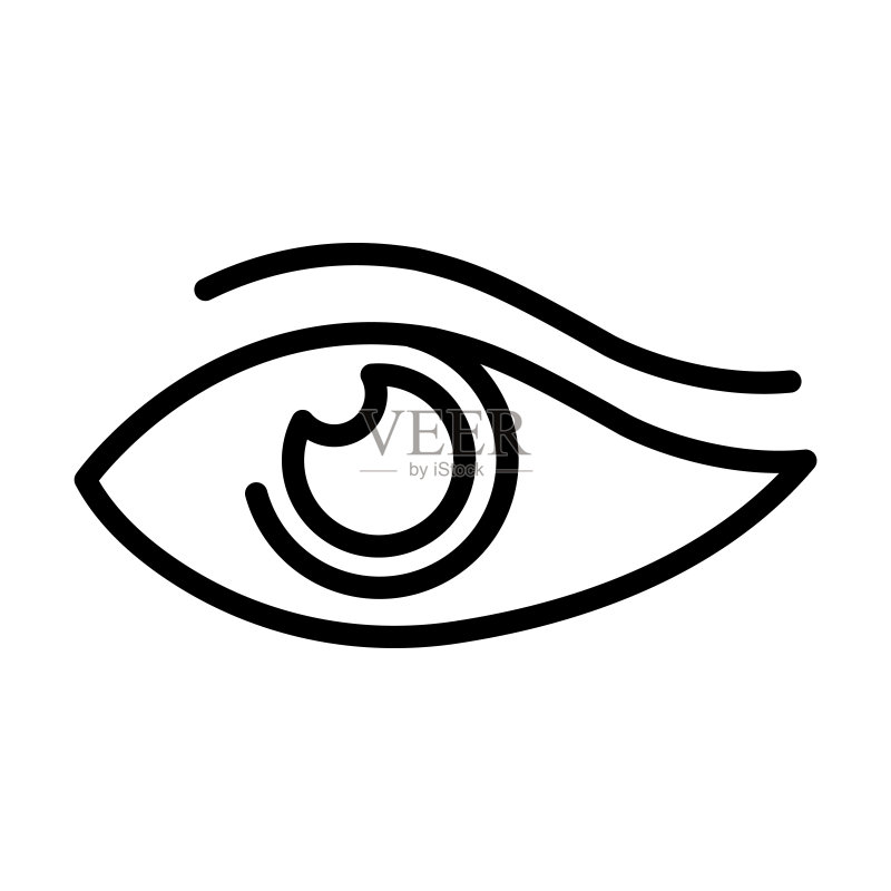 美容系列女性眼睛图标。白色背景上隔离的细线条女性眼睛、女性、眼睛轮廓图标。线条矢量女性眼睛标志,网站和移动设备符号。图标素材