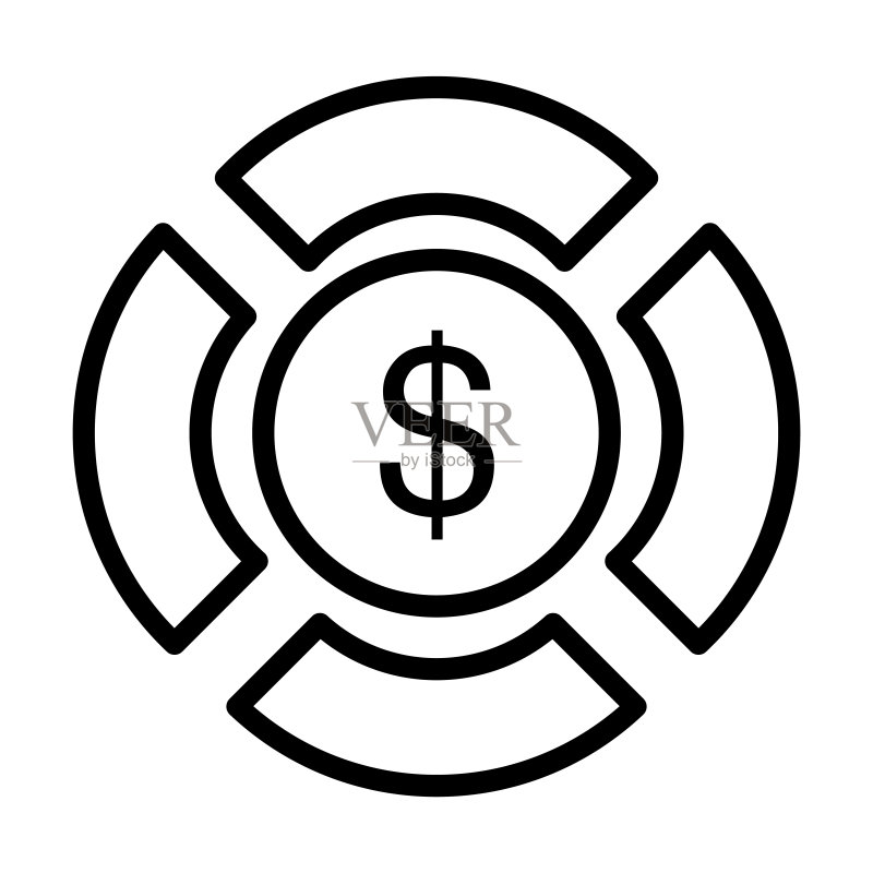 带有美元图标的饼状图图标素材