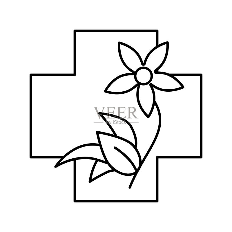 花卉自然疗法医药线性图标矢量图图标素材
