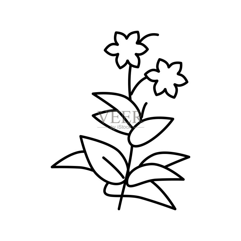 植物疗法开花植物线性图标矢量图图标素材