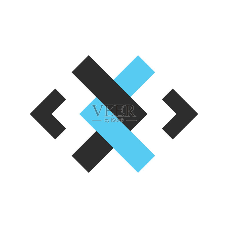 抽象X字母带刺铁丝图标矢量概念设计图标素材