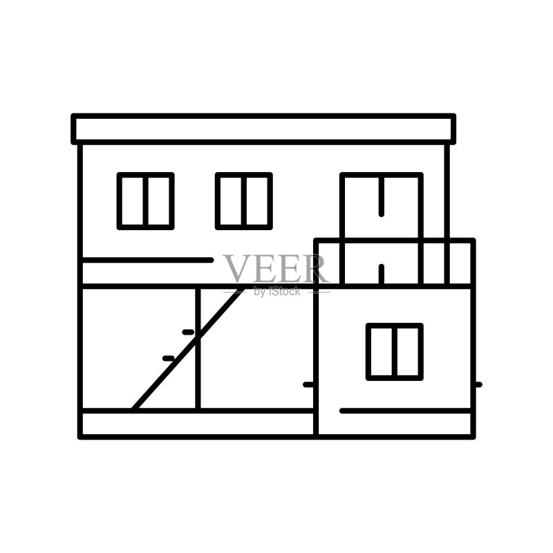 集装箱房屋线条图标矢量图图标素材