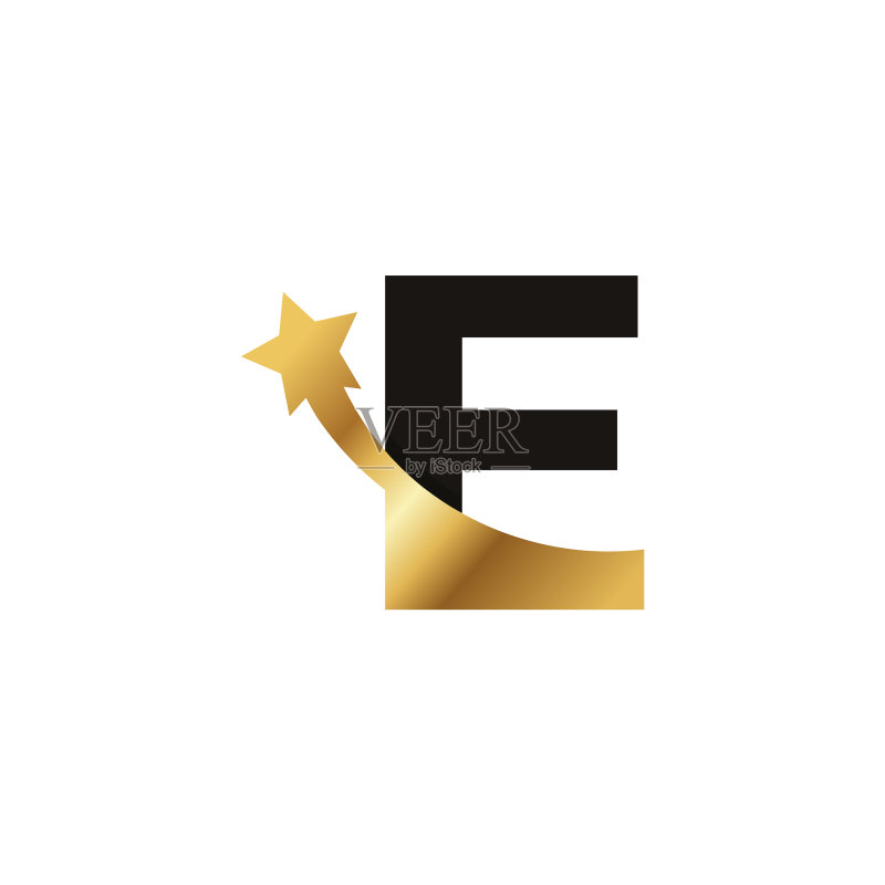字母E金色星星标志图标符号图标素材