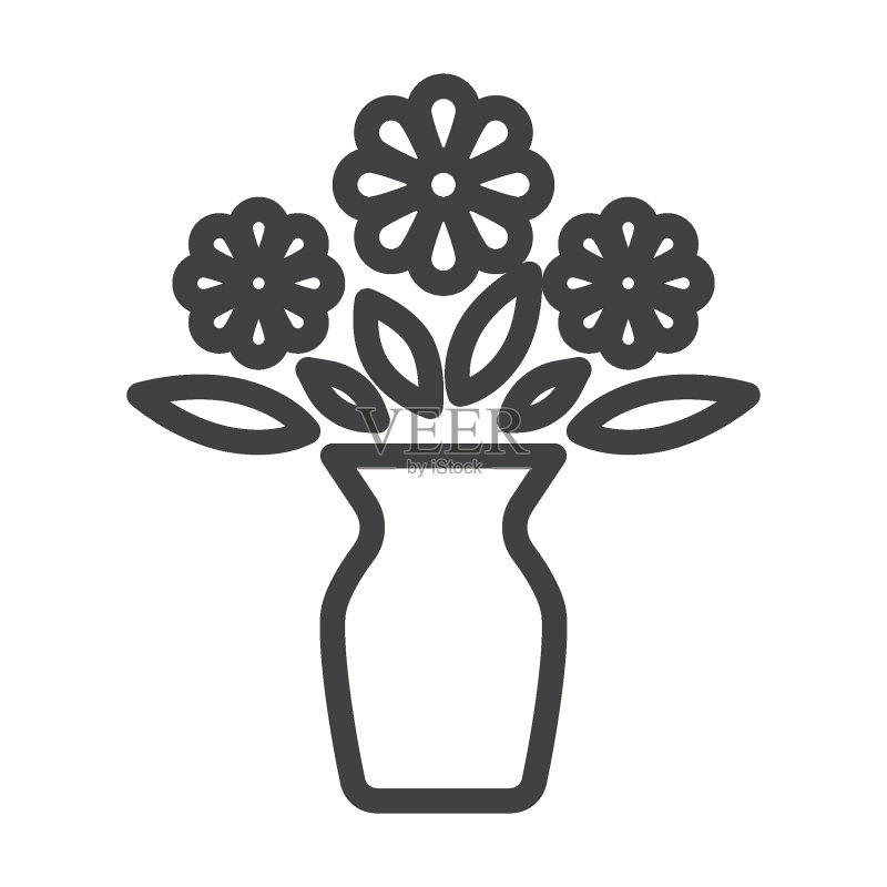 花束线条图标图标素材
