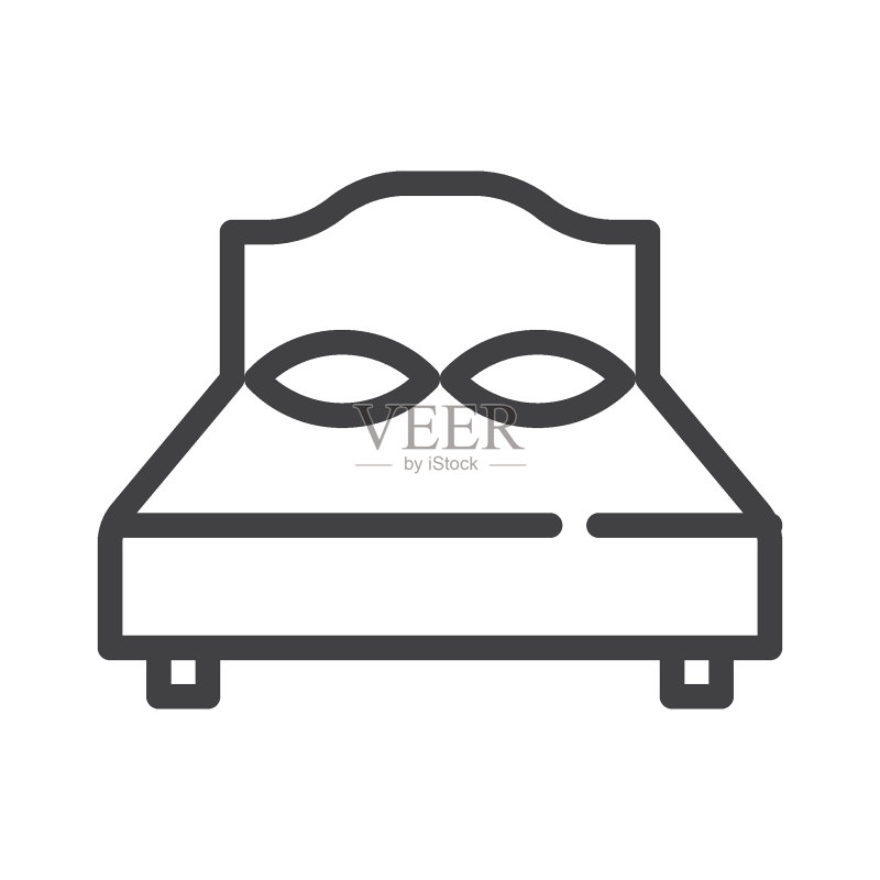 双人床线条图标图标素材